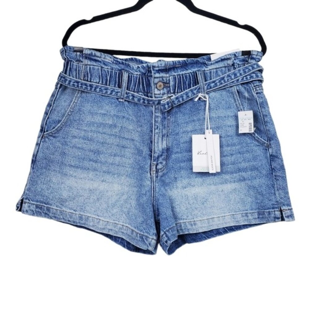 KanCan Womens Blue High Rise Denim Jean Shorts Size 30 NWT